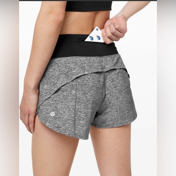 Lululemon Speed Up Short Long *4" Updated Fit Heather Lux Multi Black Size 4 - Picture 4 of 6